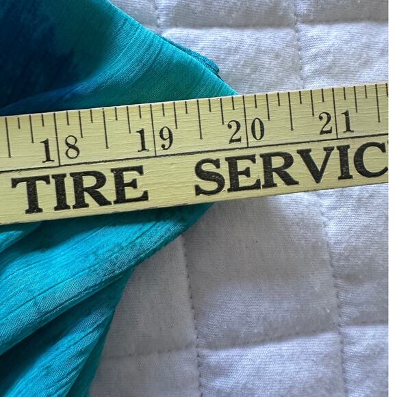 Vintage DRESSBARN Dress Womens 16 Teal Blue Chiffon Maxi Retro Flowy Fairycore - Picture 8 of 11